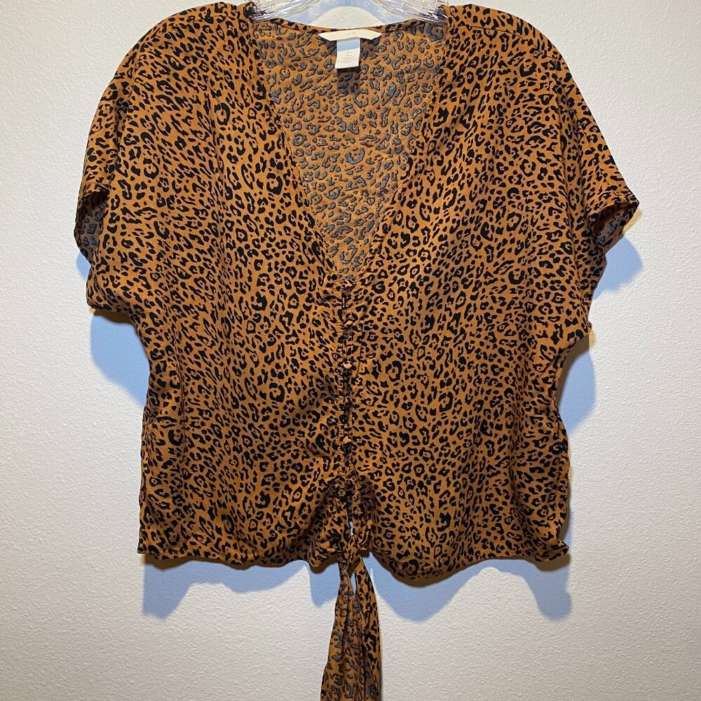 Leopard tie front top